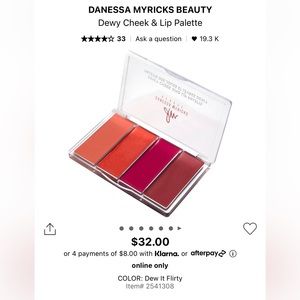 Danessa Myricks Beauty dewy cheek and lip palette
